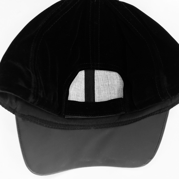 | VELVET + FAUX LEATHER BALL CAP | - Picture 4 of 6